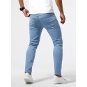 Men's Casual Light Blue Ripped Denim Jeans