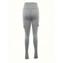 Solid High Waist Pants, Elegant Skinny Pants With Pockets, Women's Clothing