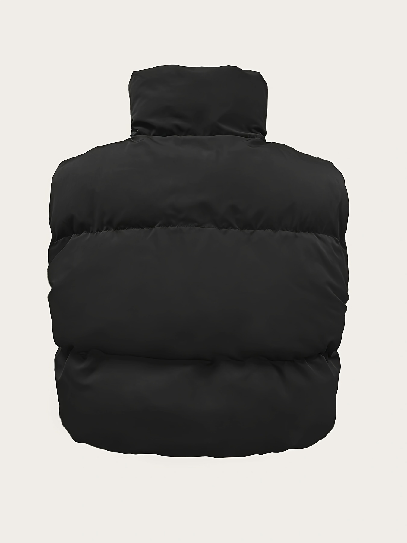 high neck zip up vest coat casual solid sleeveless outerwear womens clothing details 12