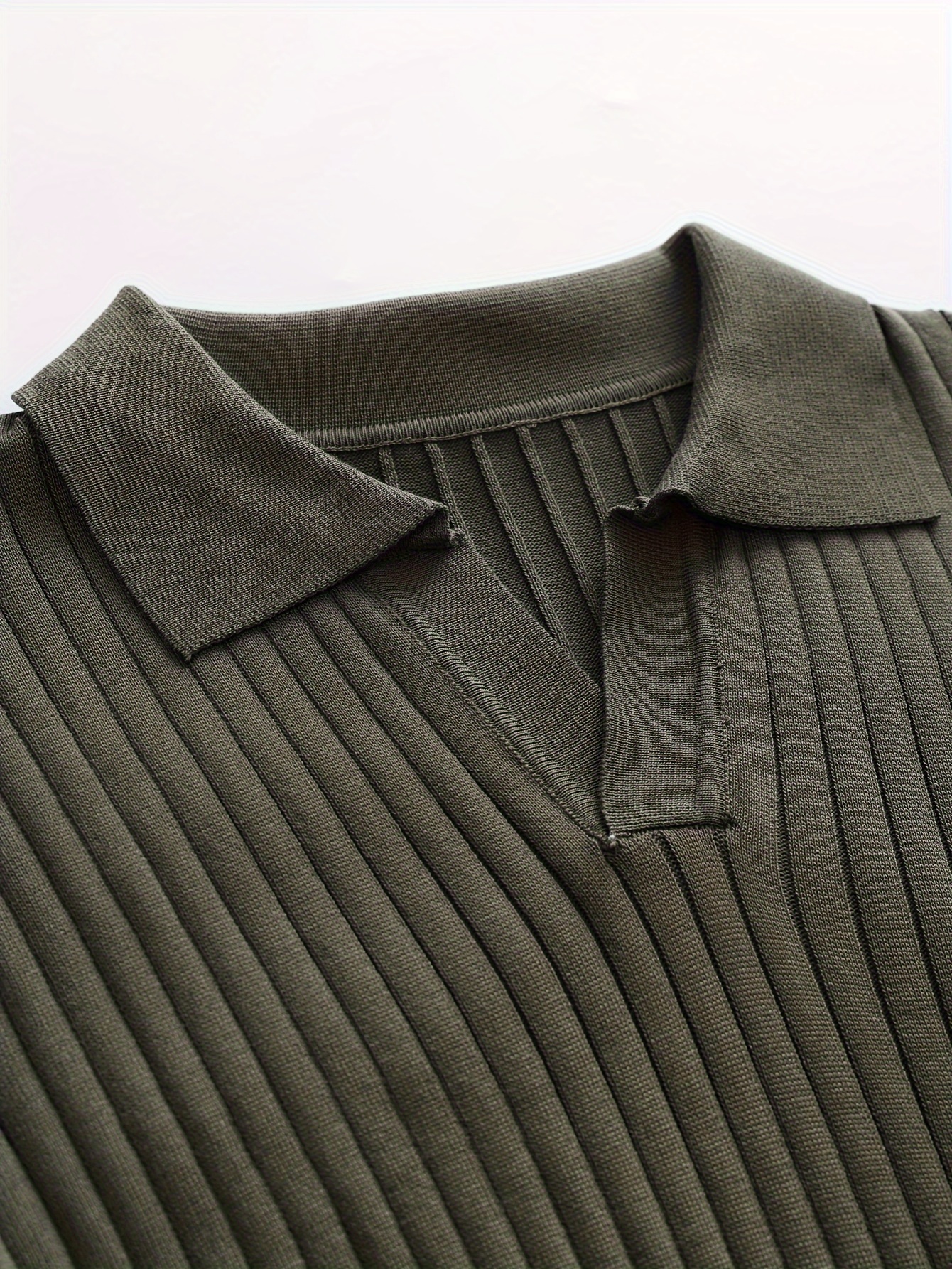 solid chic knit shirt mens casual lapel slightly stretch v neck pullover sweater for autumn winter details 12