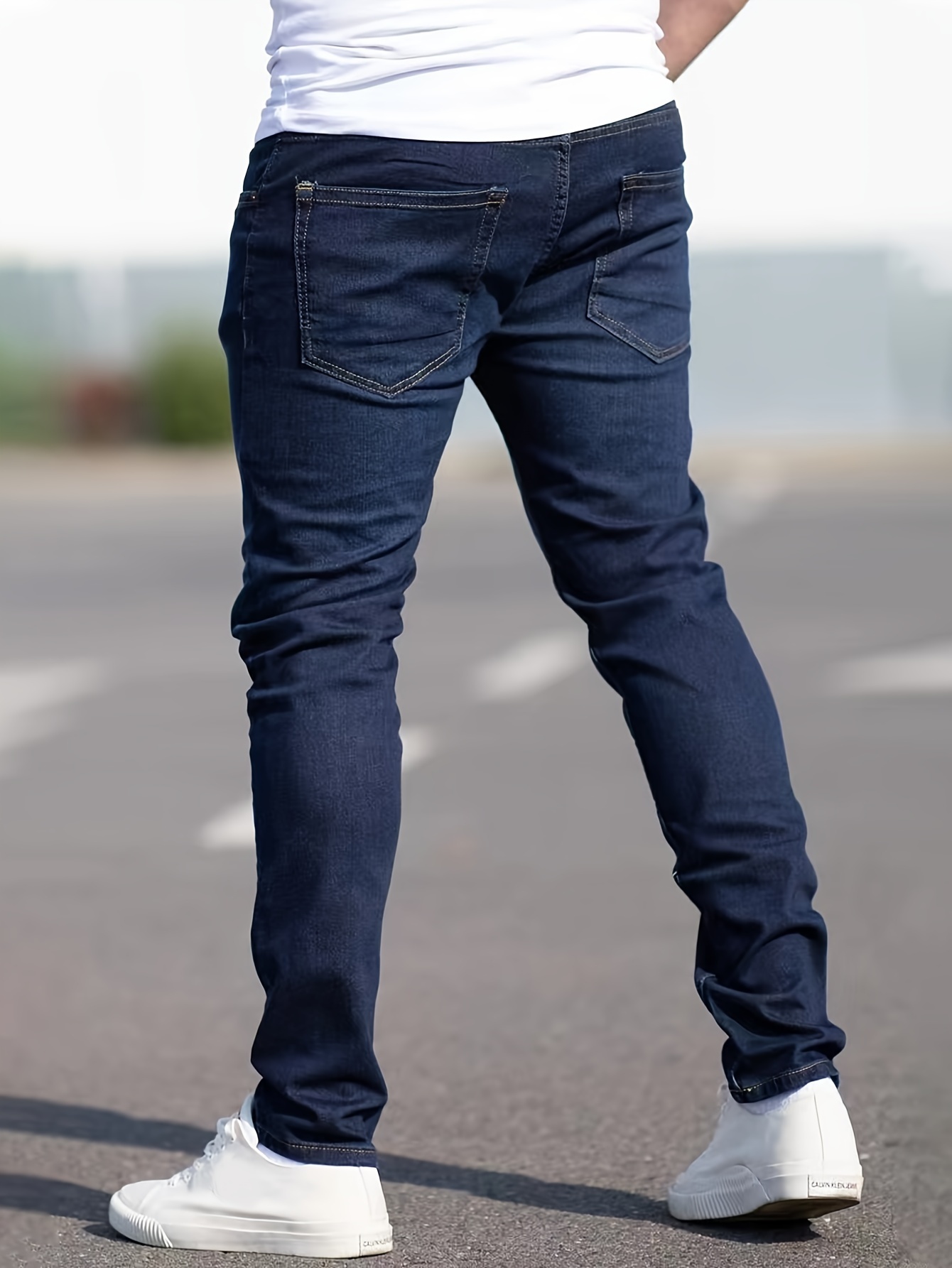 mens trendy skinny jeans mens casual street style stretch jeans details 2
